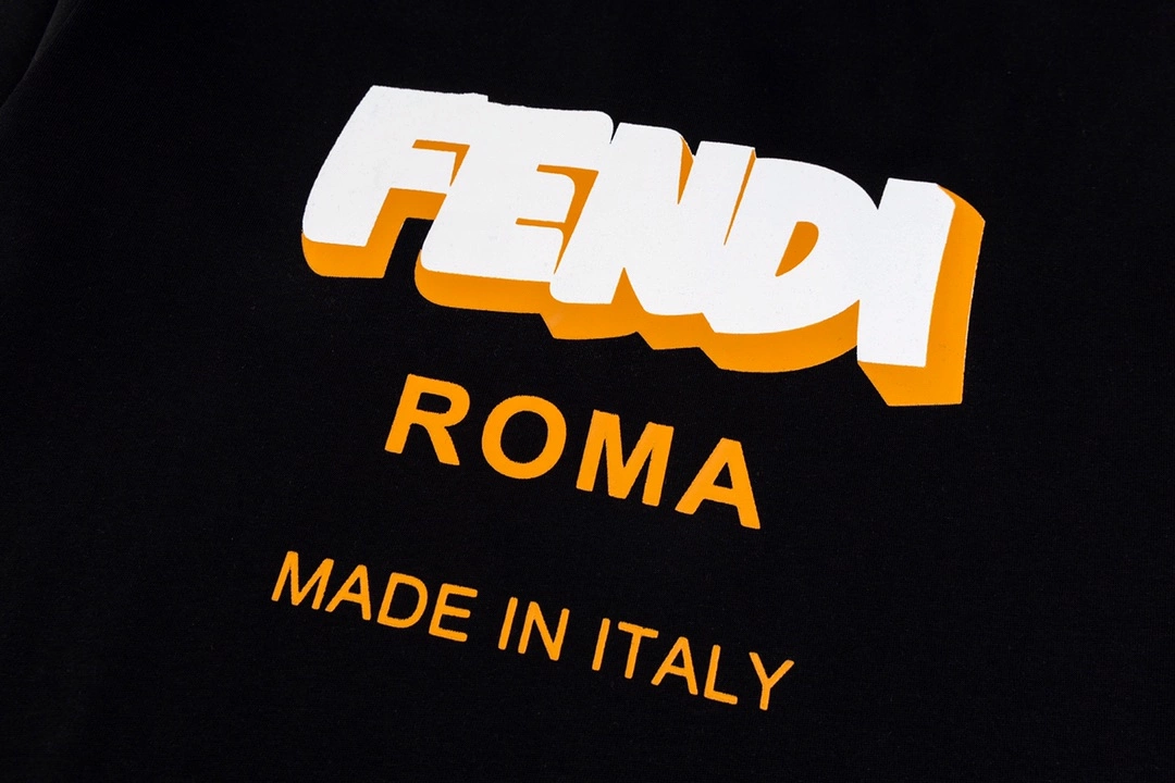 Fendi 24SS 3D printed letter logo short-sleeved T-shirt Black 3.6