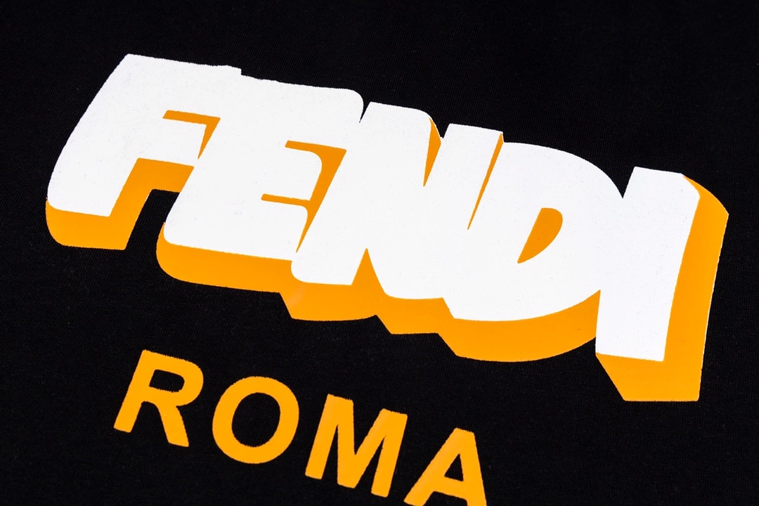 Fendi 24SS 3D printed letter logo short-sleeved T-shirt Black 3.6