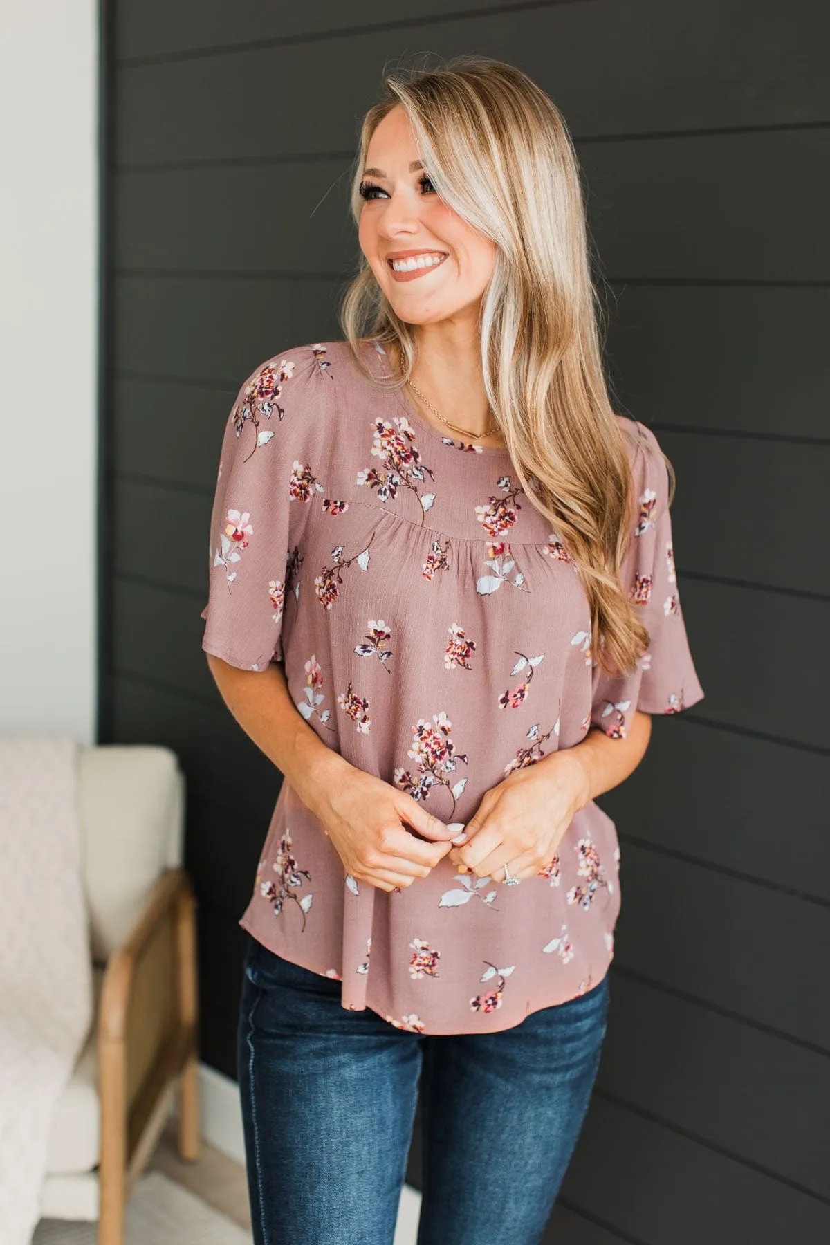 Forever Special Floral Blouse- Mauve