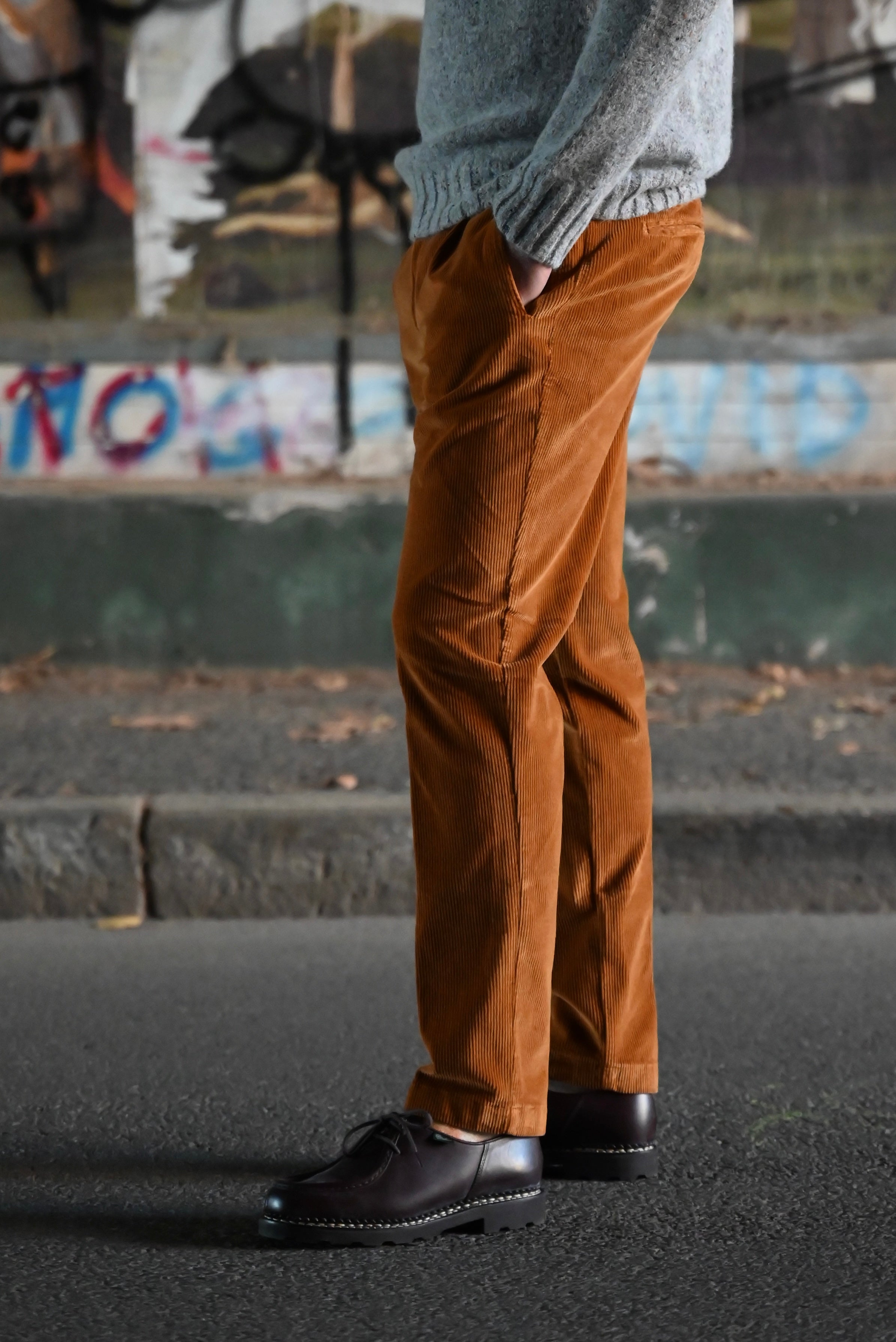 FRESH Corduroy Pleated Chino Pants In Biscuit