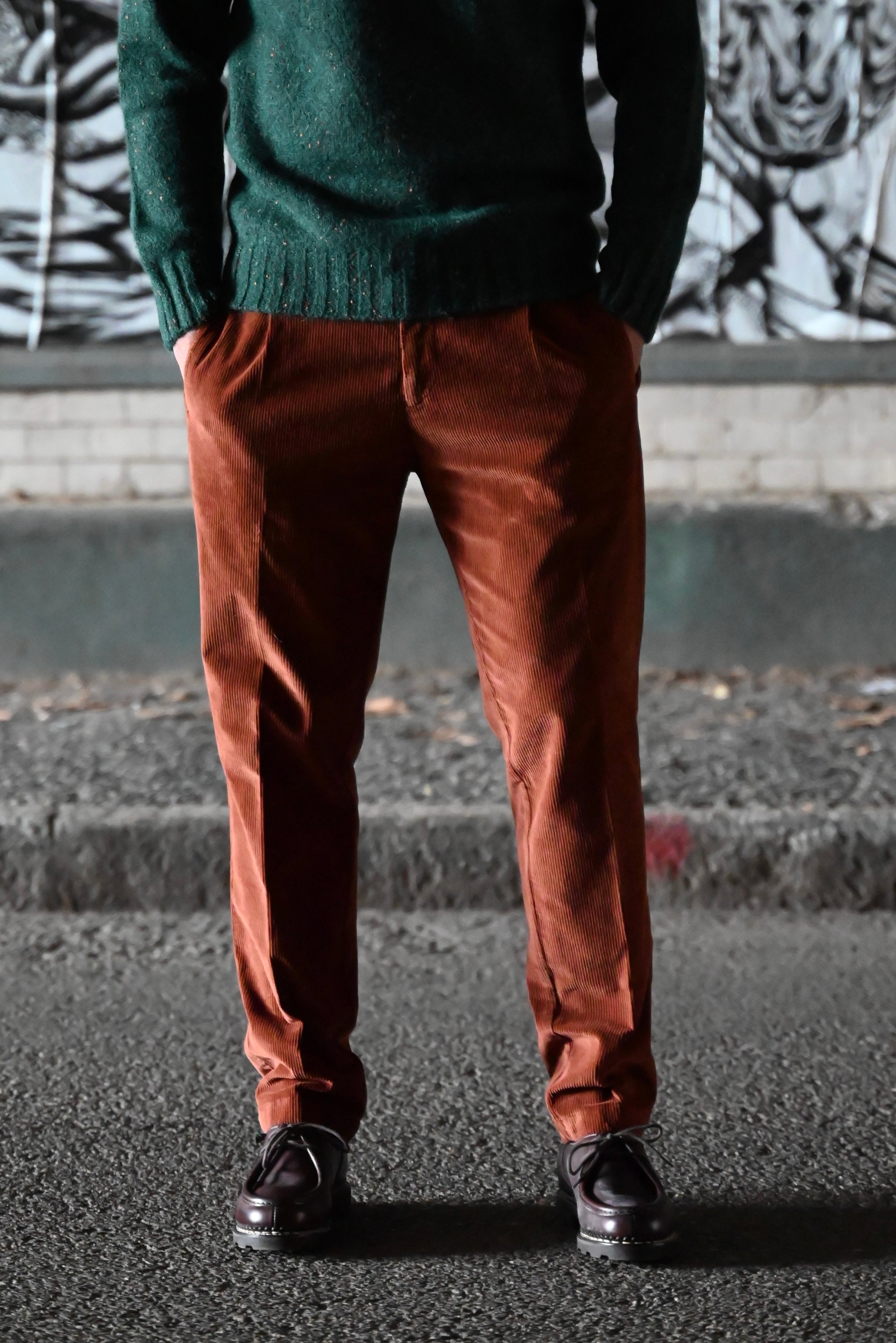 FRESH Corduroy Pleated Chino Pants In Copper