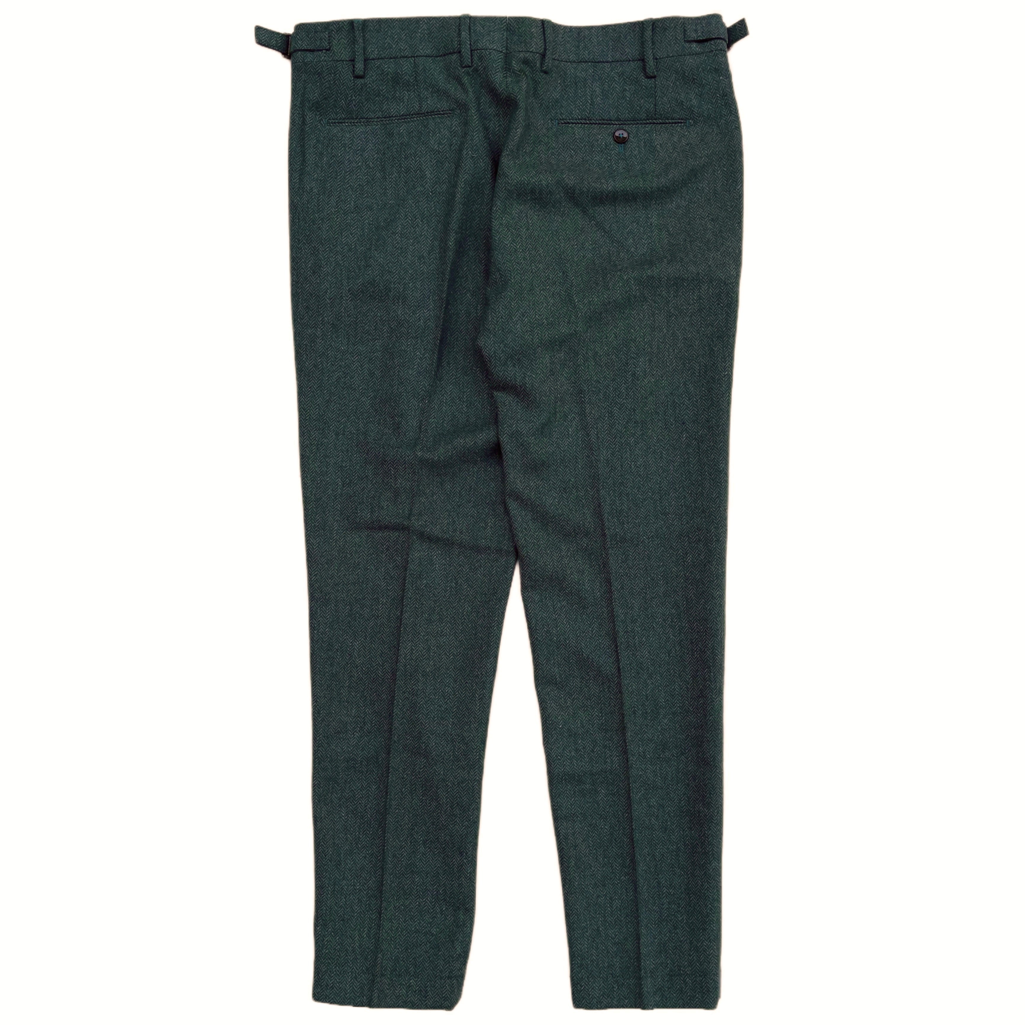 FRESH Wool Pleated Chino Pants In Gem Green