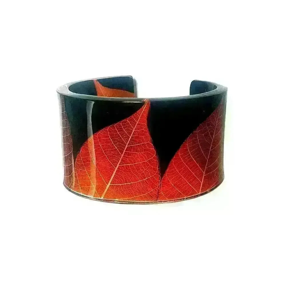 Ginger Skeleton Leaf | Wide Cuff | Recycled Perspex