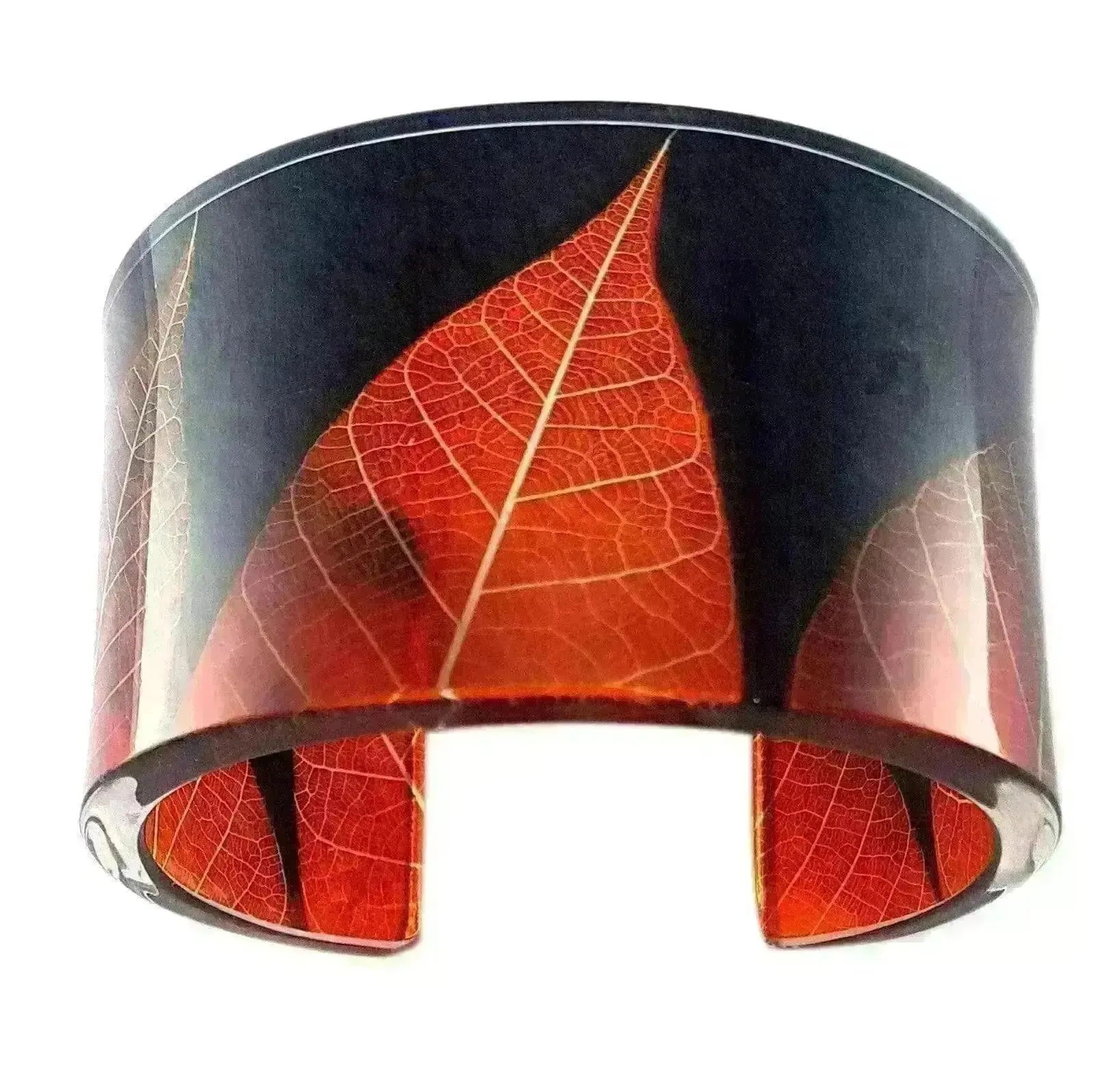 Ginger Skeleton Leaf | Wide Cuff | Recycled Perspex