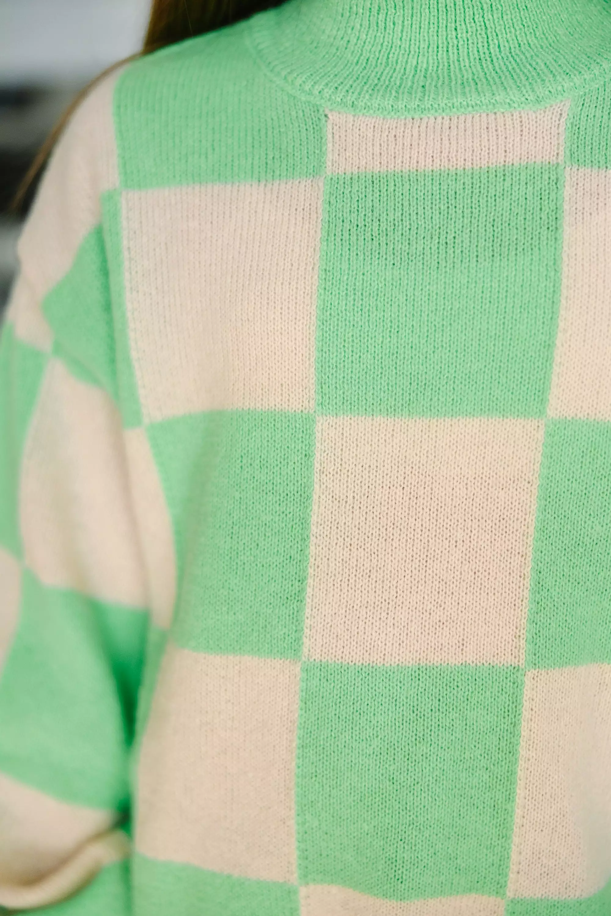 Girls: Better Together Lime Green Checkered Sweater