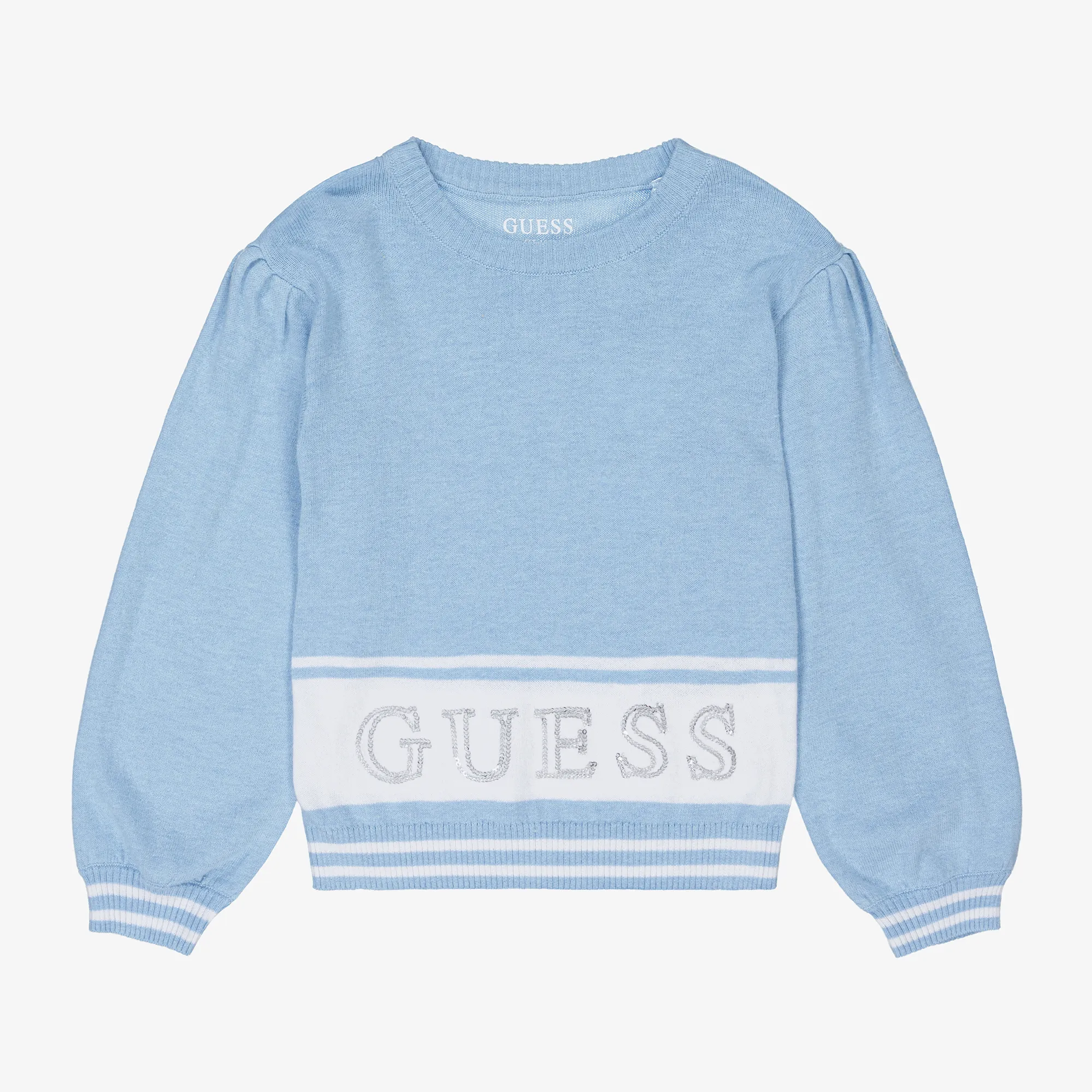 Girls Blue Cotton Knit Sweater