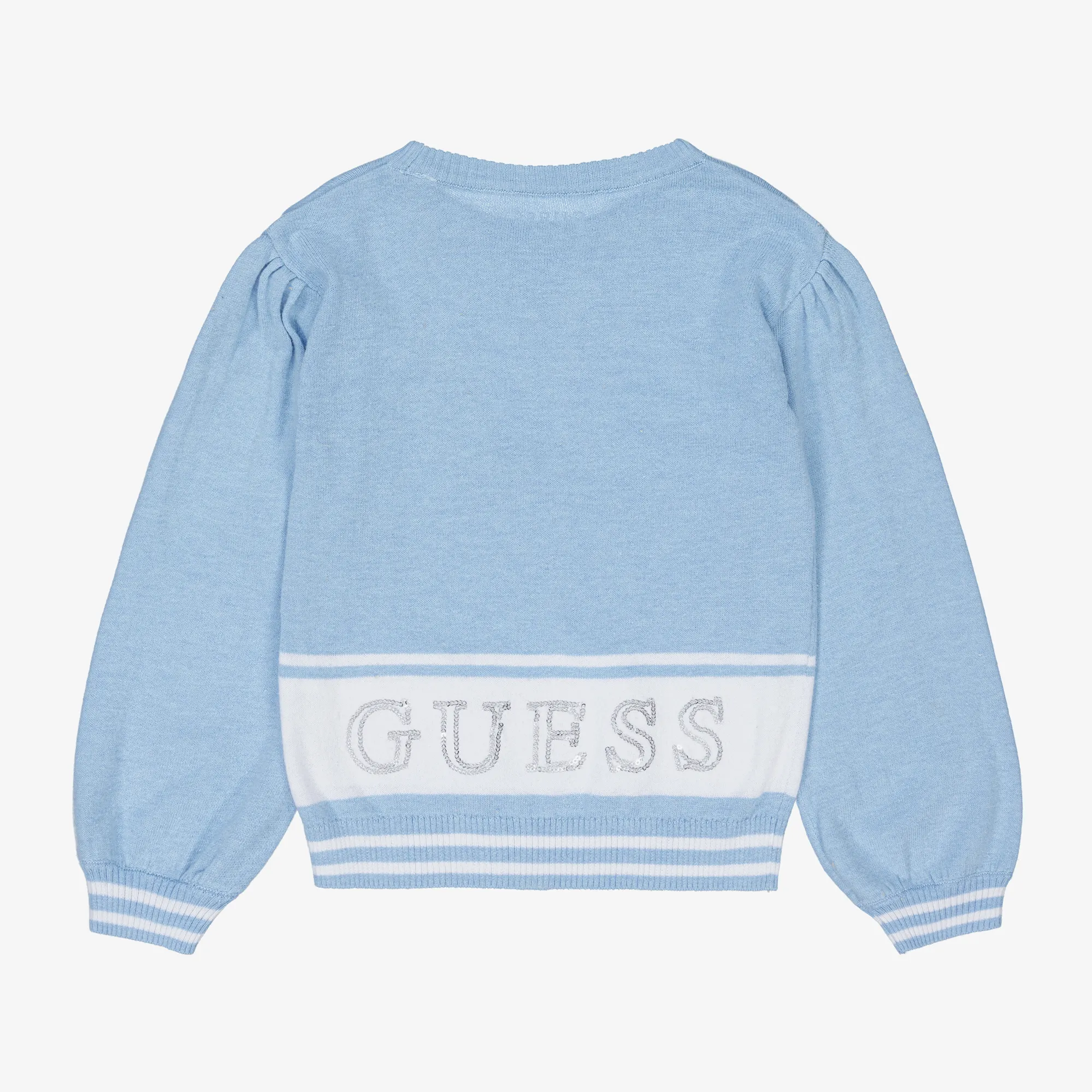 Girls Blue Cotton Knit Sweater