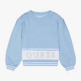 Girls Blue Cotton Knit Sweater