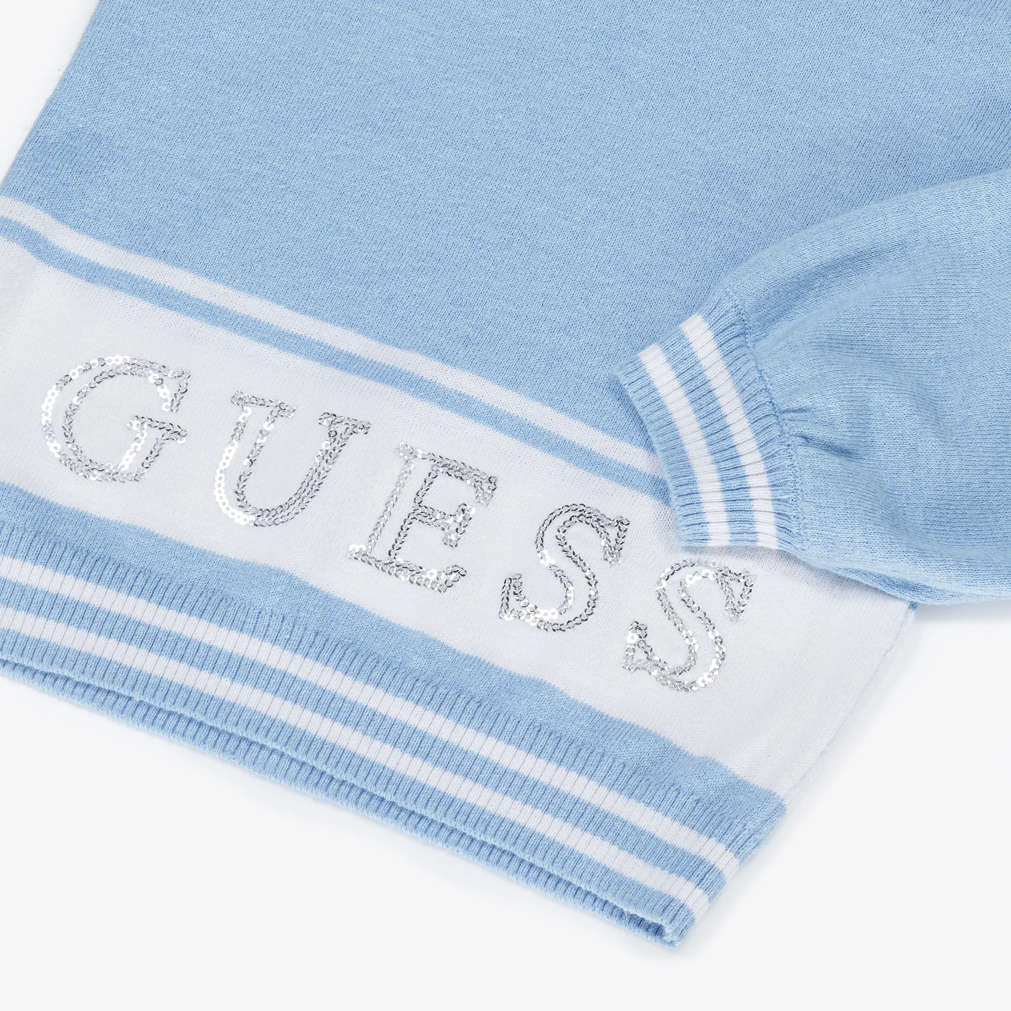 Girls Blue Cotton Knit Sweater