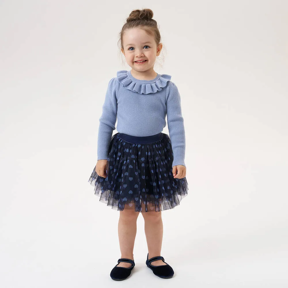 Girls Cornflower Blue Ribbed Sweater