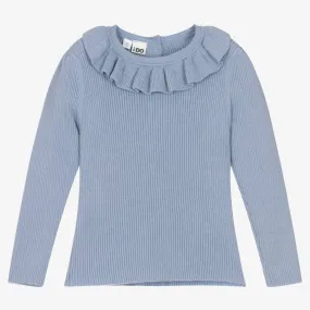 Girls Cornflower Blue Ribbed Sweater