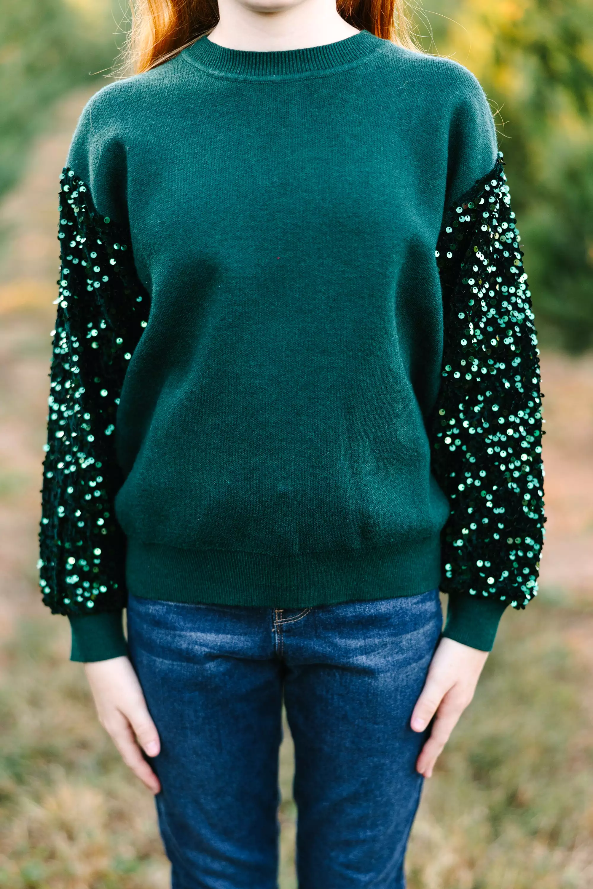 Girls: Don't Think Twice Emerald Green Sequin Sweater