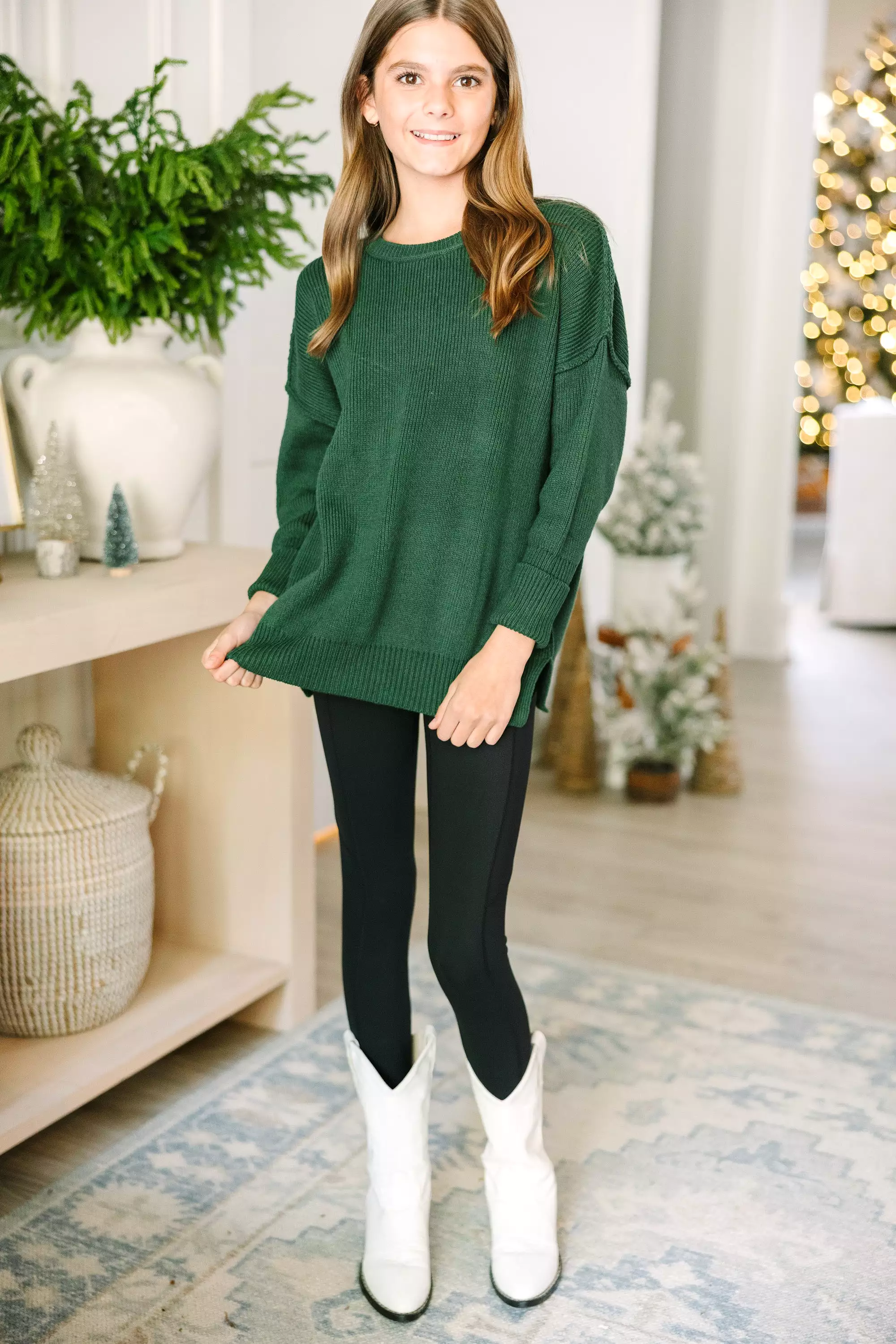 Girls: Give You Joy Emerald Green Dolman Sweater