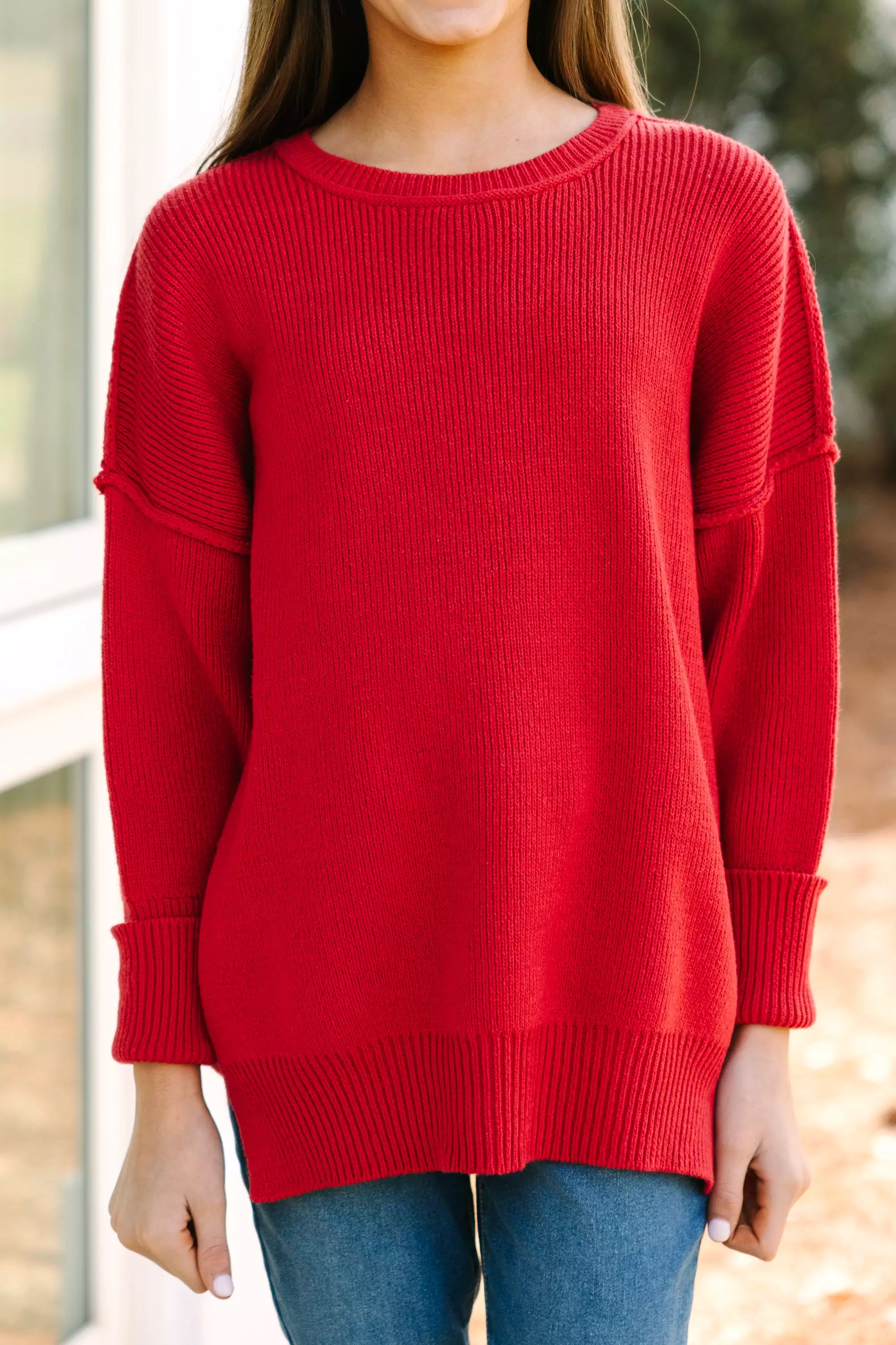 Girls: Give You Joy Red Dolman Sweater