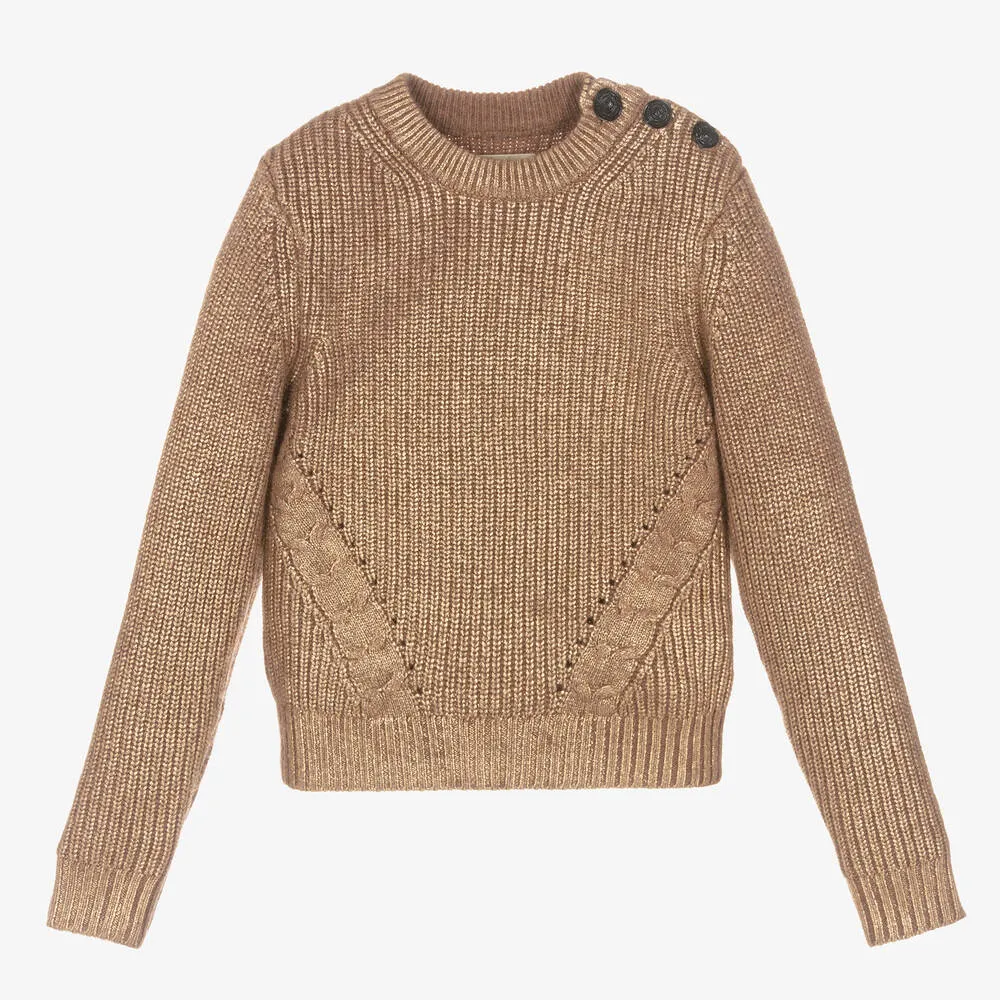 Girls Gold Knitted Sweater