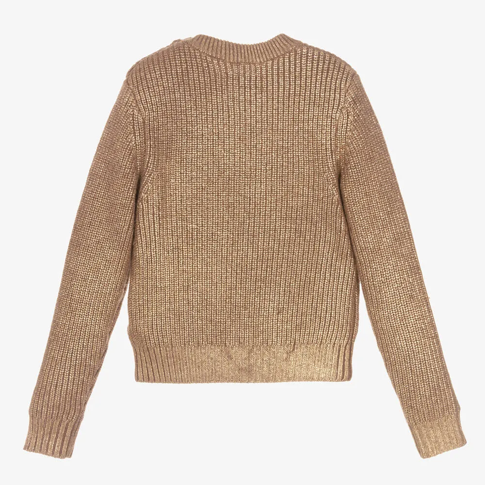 Girls Gold Knitted Sweater