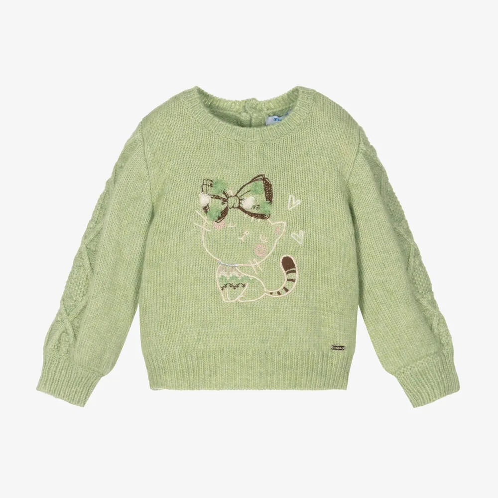 Girls Green Knitted Sweater