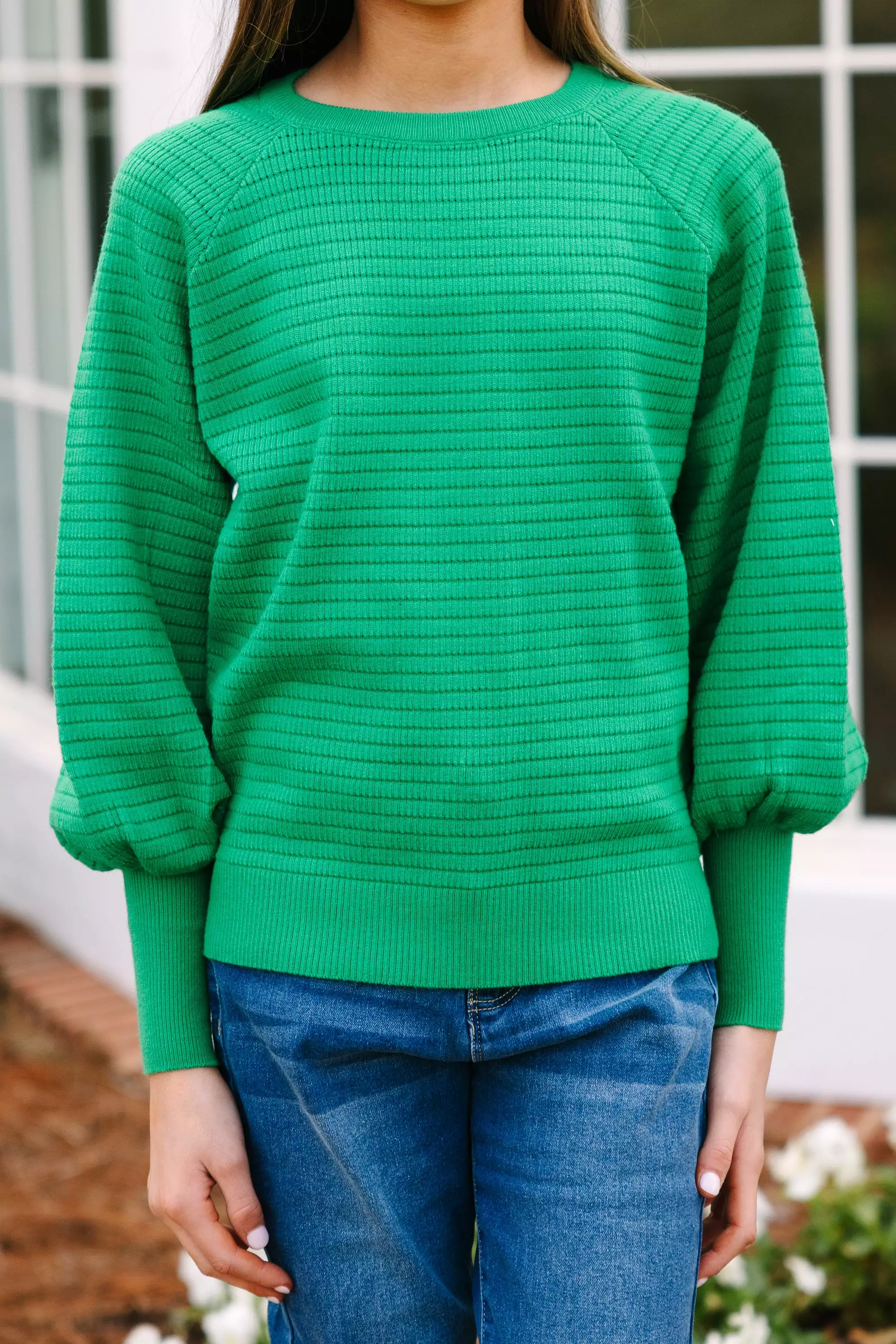 Girls: In The Works Green Sweater