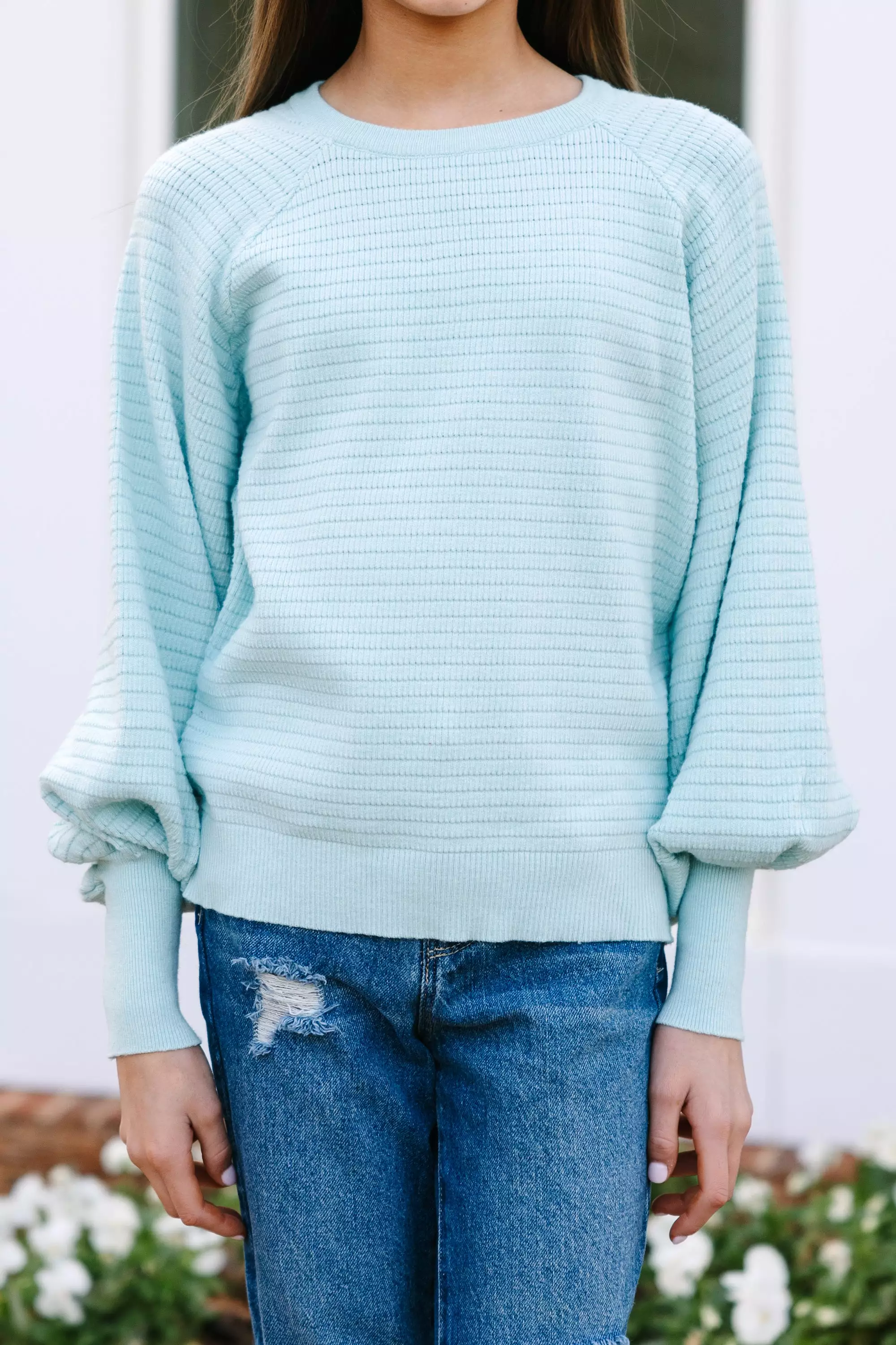 Girls: In The Works Mint Green Sweater