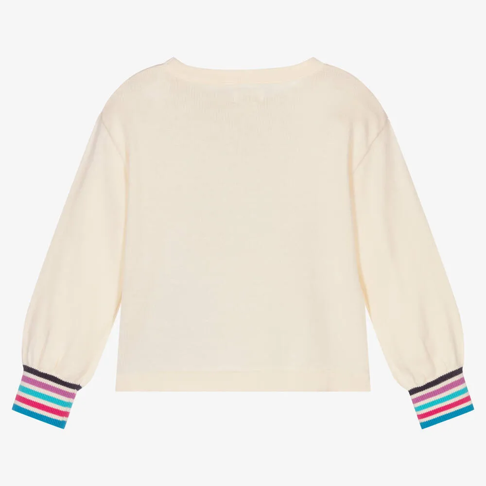 Girls Ivory Cotton Sweater