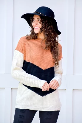 Girls Like You Color Block Knit Sweater