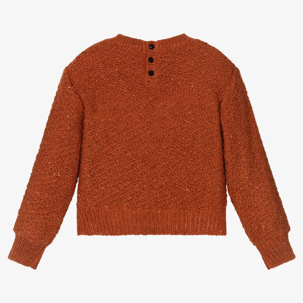 Girls Orange Knitted Sweater