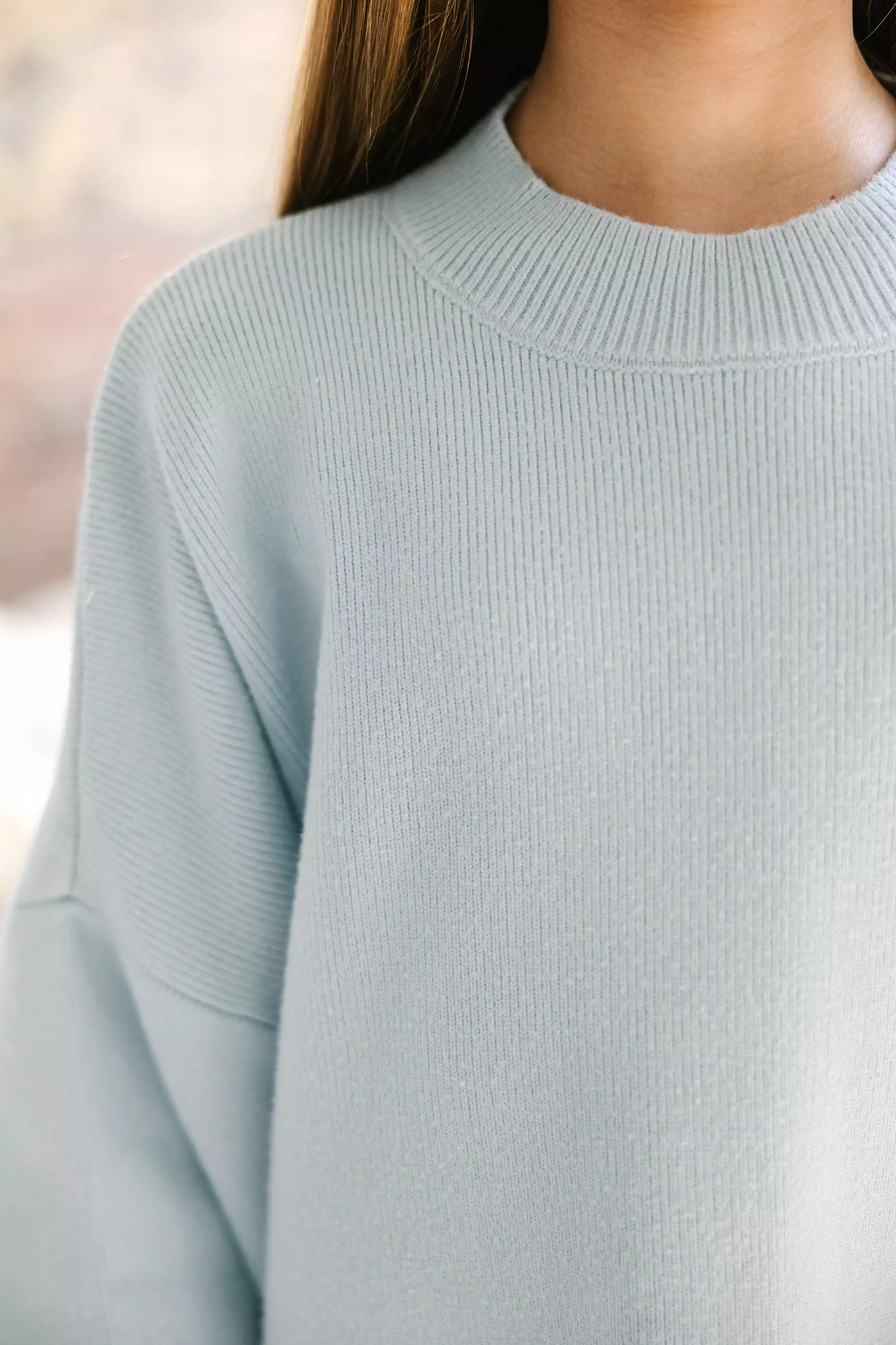 Girls: Perfectly You Light Blue Mock Neck Sweater