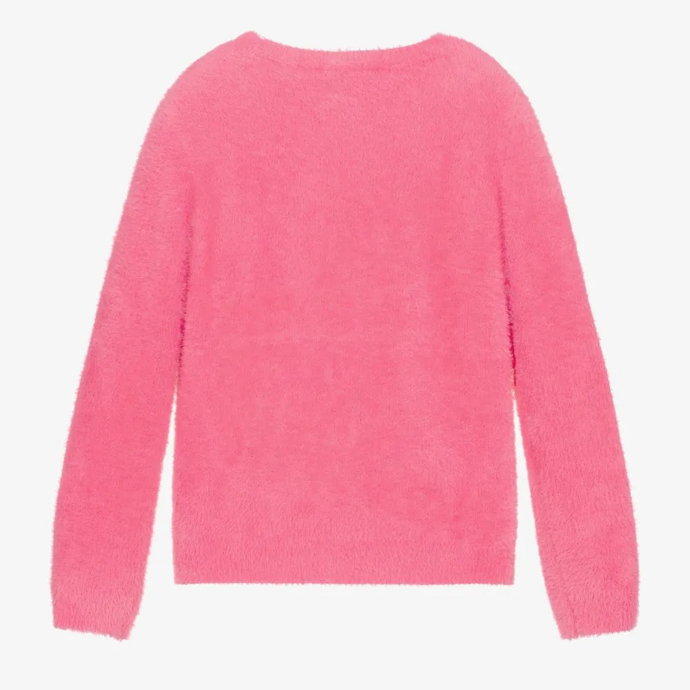 Girls Pink Fluffy Sweater