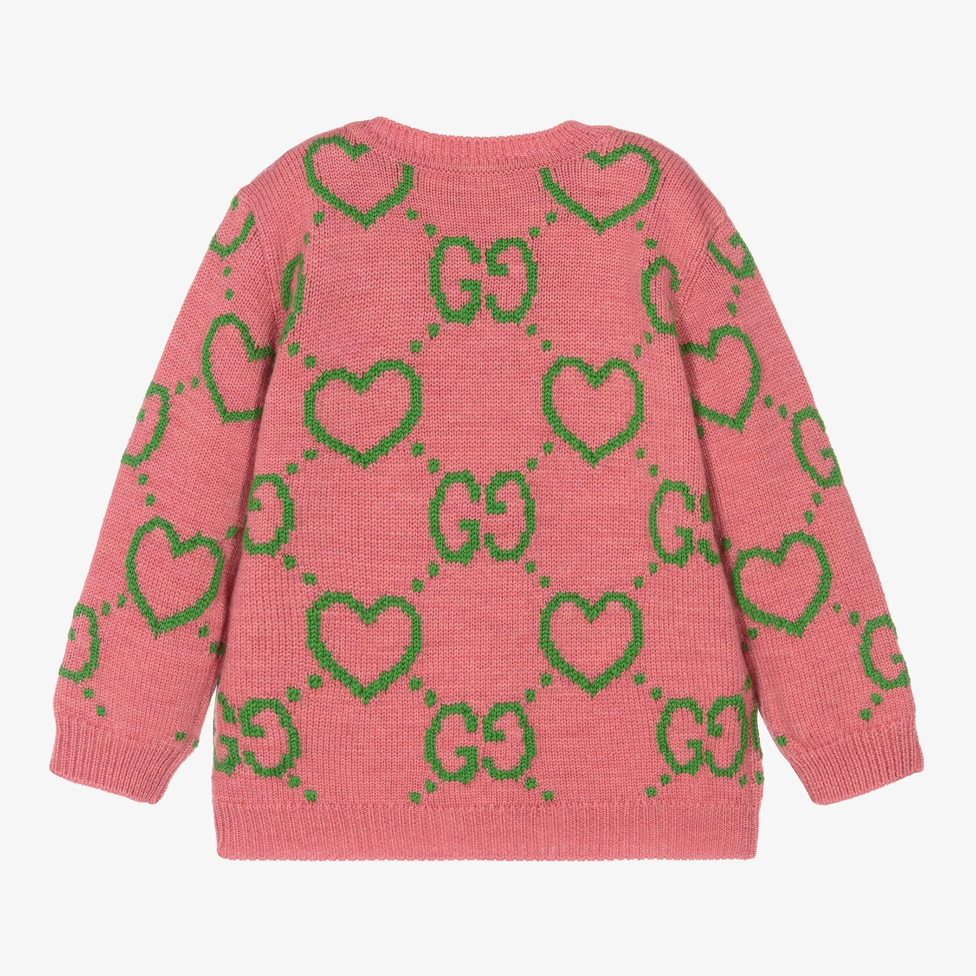 Girls Pink Wool GG Sweater