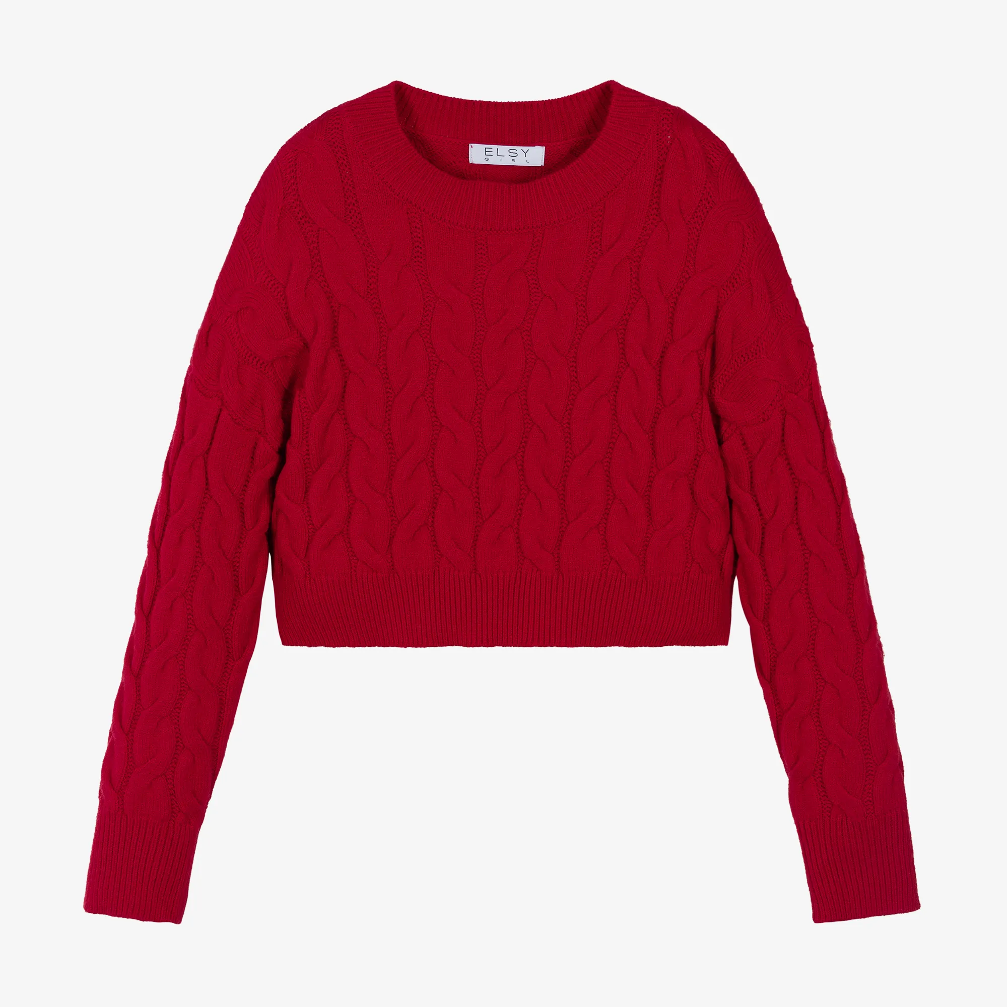 Girls Red Cable Knit Sweater