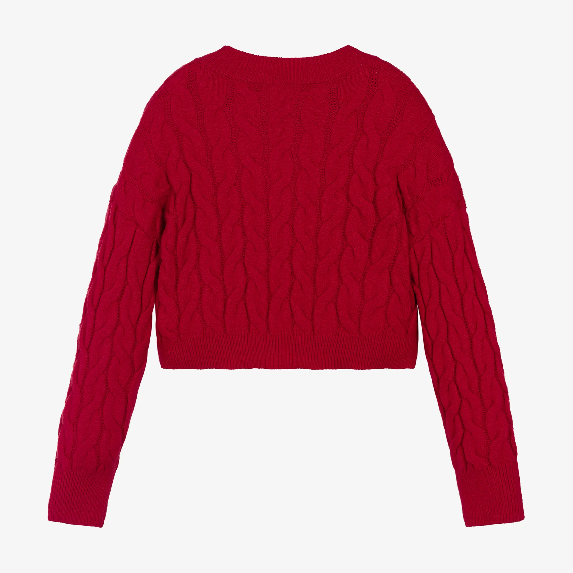 Girls Red Cable Knit Sweater