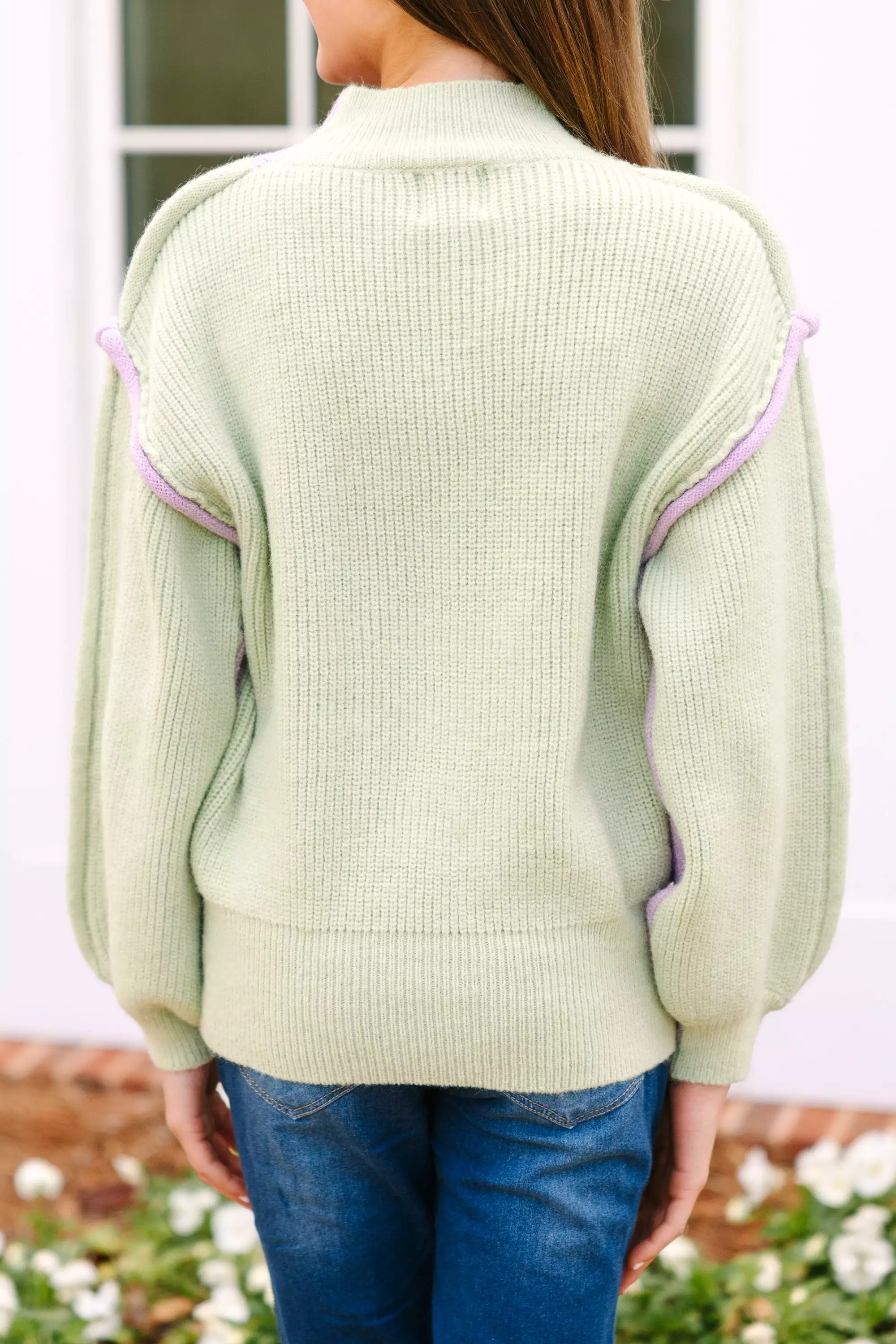 Girls: Right This Way Lavender Purple Colorblock Sweater