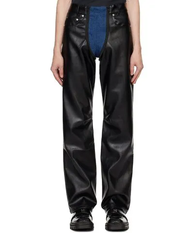 GmbH Black & Blue Lata Faux-Leather Denim Jeans