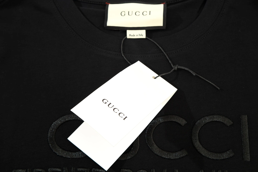 Gucci pure embroidery printed logo short-sleeved T-shirt Black 1.3