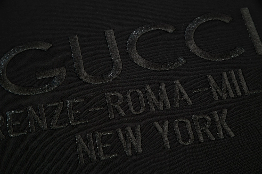 Gucci pure embroidery printed logo short-sleeved T-shirt Black 1.3