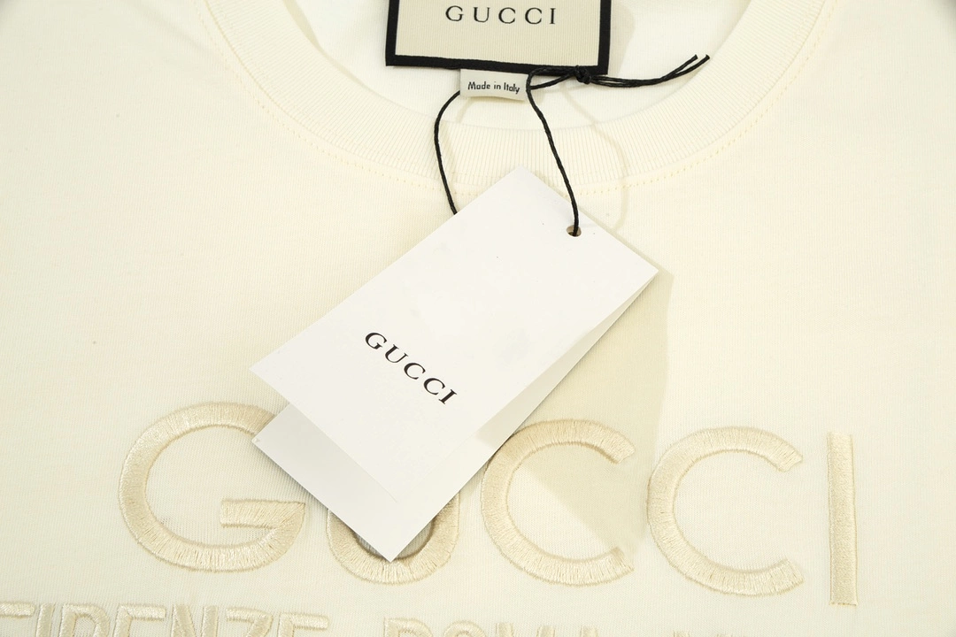 Gucci pure embroidery printed logo short-sleeved T-shirt Off-White 1.3