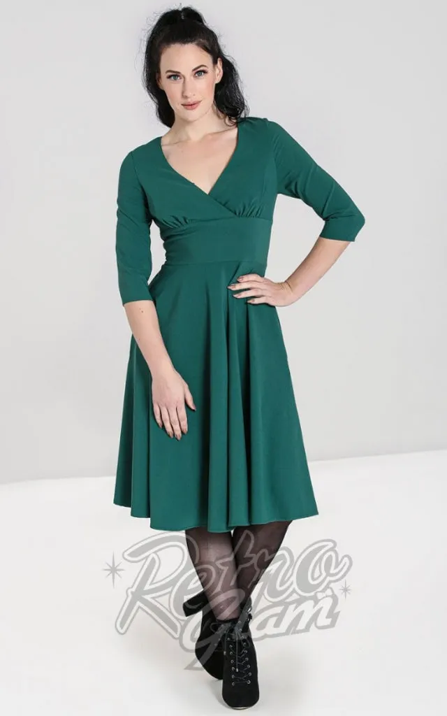 Hell Bunny Patricia 50's Dress in Green - S left only