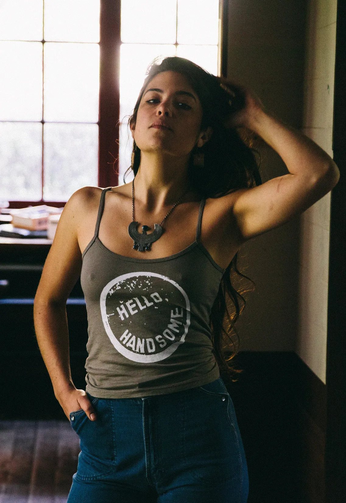 Hello, Handsome - Suede Spaghetti Strap Tank