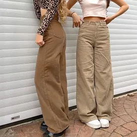 High-Waist Corduroy Wide Leg Pants dd10