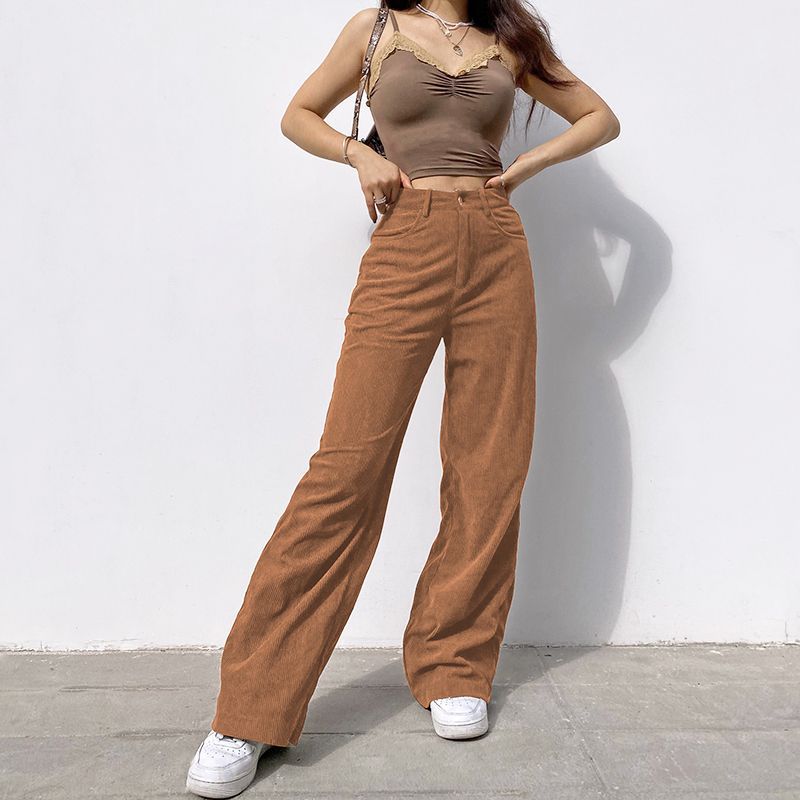 High-Waist Corduroy Wide Leg Pants dd10