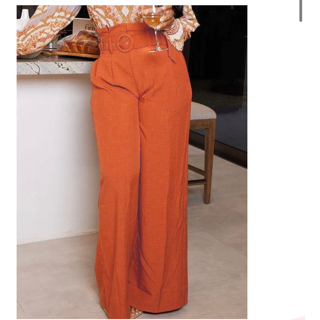 High Waisted Wide Leg Casual Pants