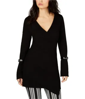 I-N-C Womens Buckle Sleeve Tunic Sweater