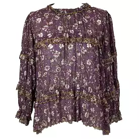 Isabel Marant Etoile Violet Floral Cotton Blouse S/M