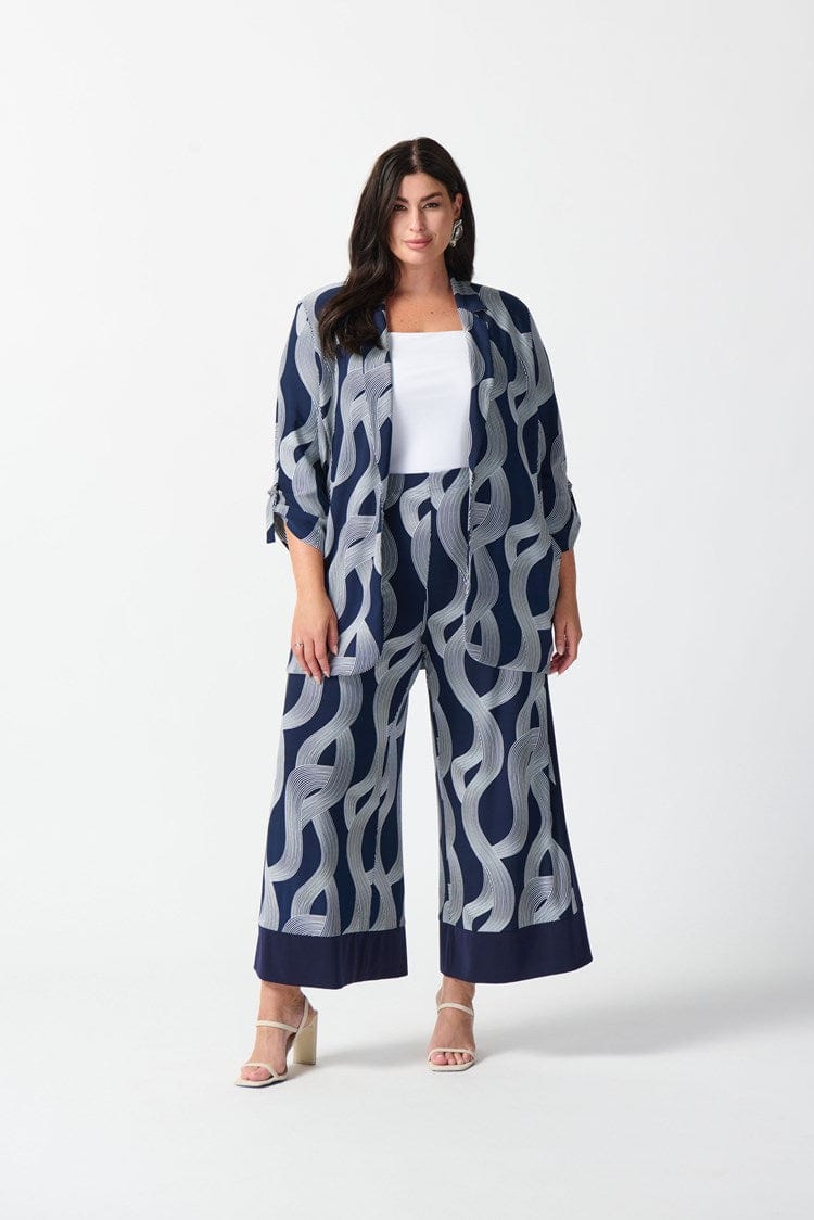 Joseph Ribkoff Silky Knit Abstract Print Wide-Leg Pants - 242144