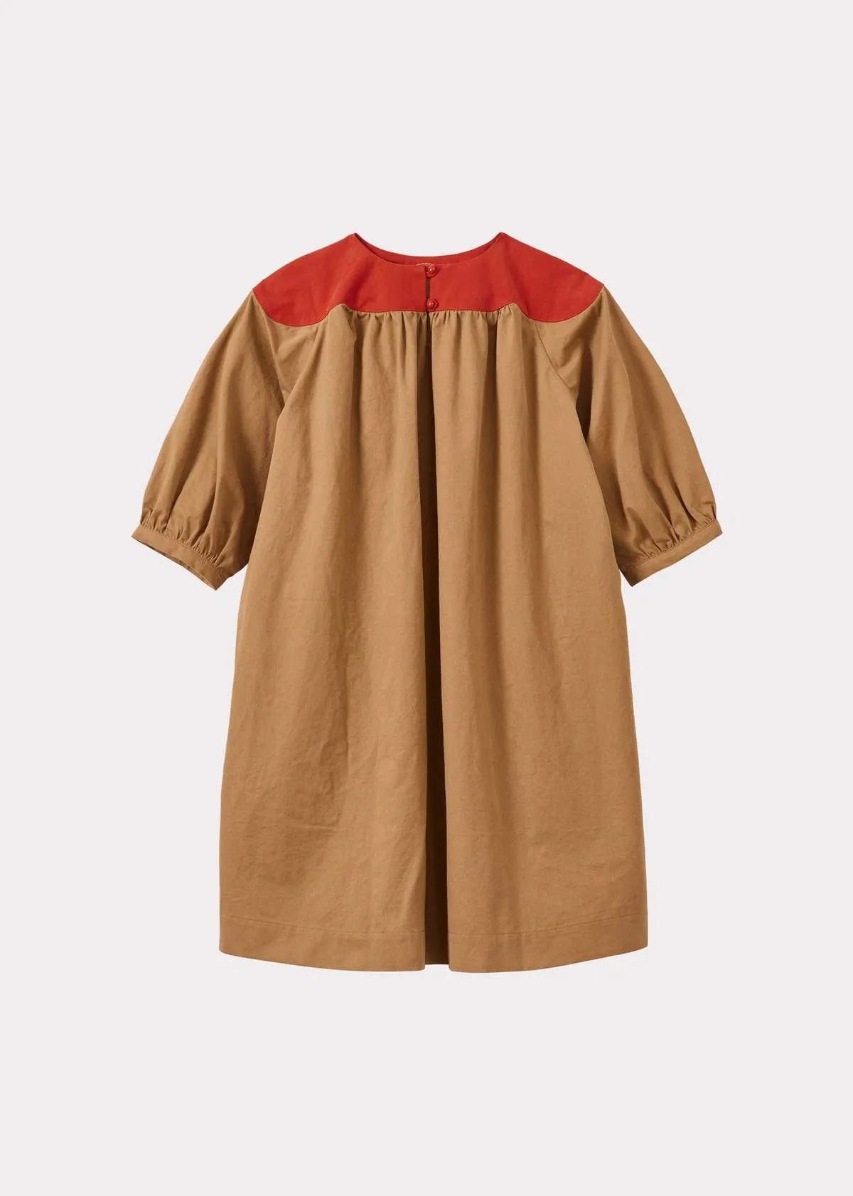 Kids Caramel TAYLEN CHILDREN'S COTTON DRESS - CAMEL MULTI