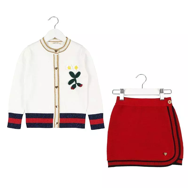 Kids Clothing Set Knitted Sweater And Skirt