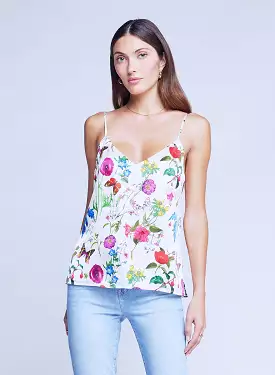 L’agence - Jane Spaghetti Strap Top - Ivory Multi Large Botanical