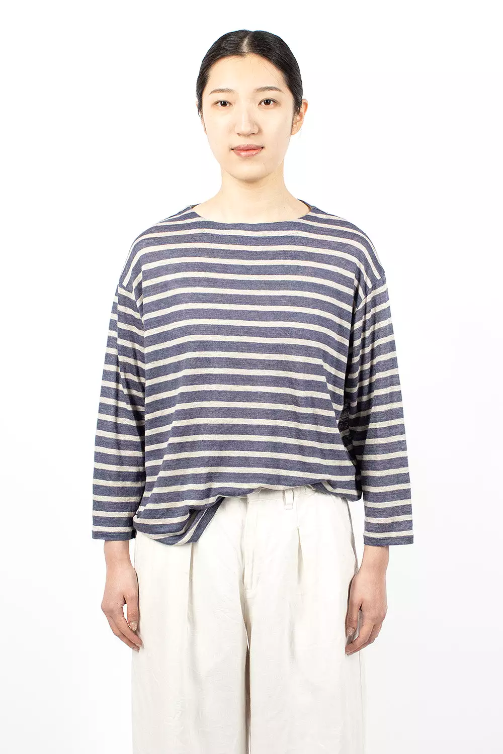 Linen L/S T-Shirt Blue Stripe