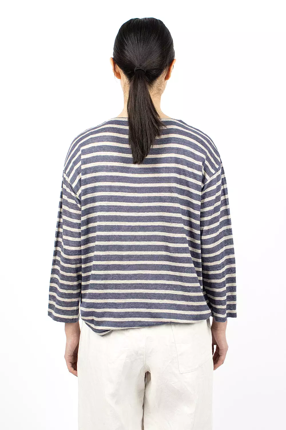 Linen L/S T-Shirt Blue Stripe