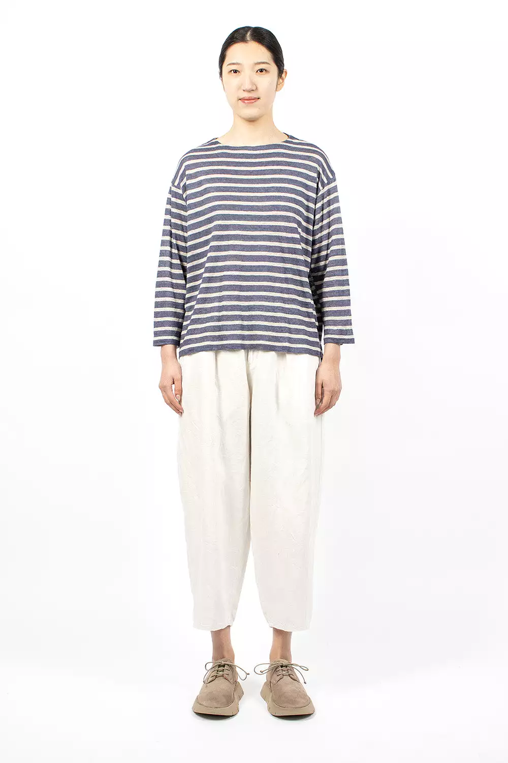 Linen L/S T-Shirt Blue Stripe